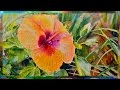 How to Paint the Orange Hibiscus Flower in Watercolor, Part 1