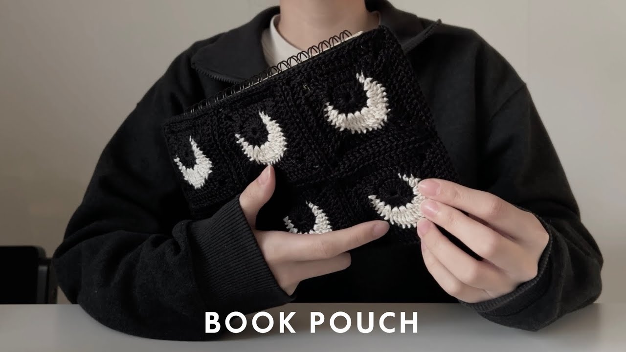 knitting vlog ] モチーフ編みでブックポーチを編む | book pouch