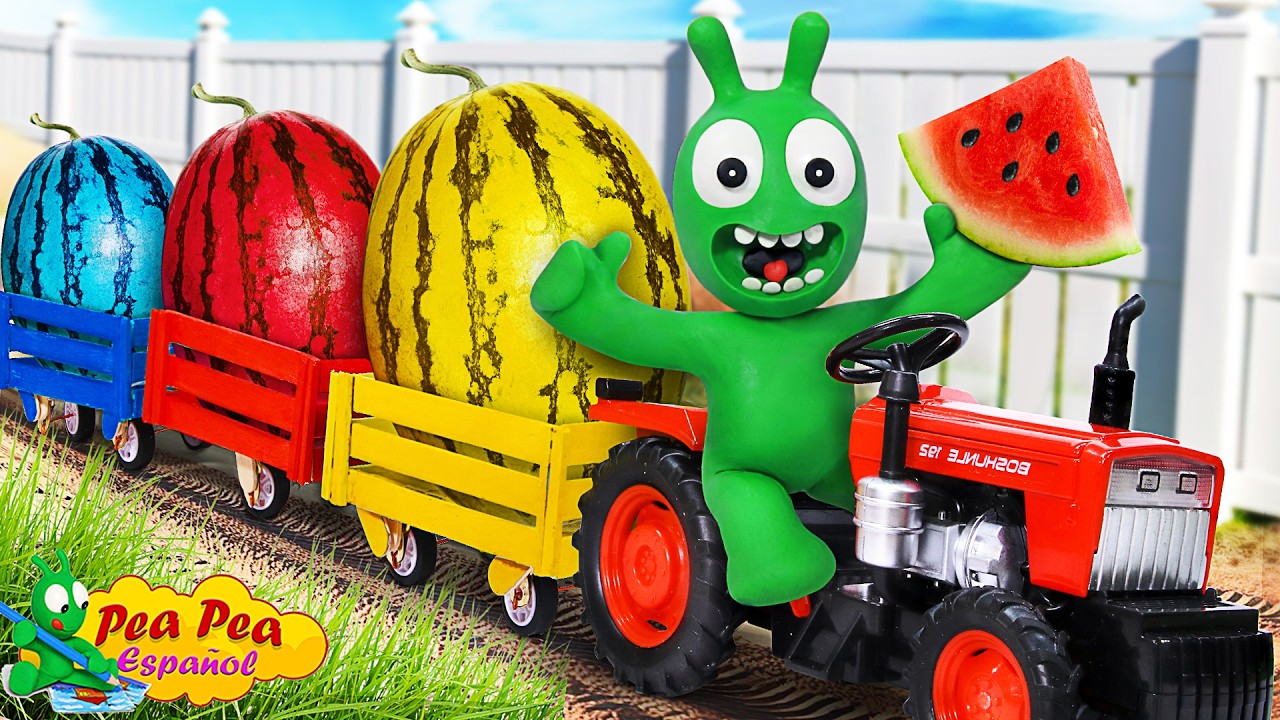 Pea Pea Trabaja Duro en su Campo de Sandías Coloridas 🍉Dibujos Animados para Niños