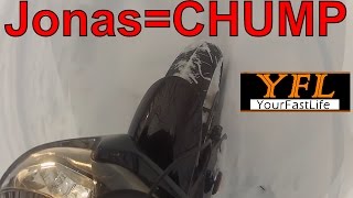 IDIOT Motorcyclist MOCKS Winter Storm and goes riding in snow! SMH [Jonas Entertainment]