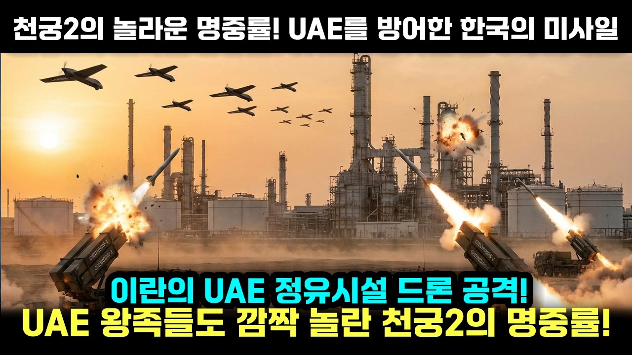 아랍의 정유시설을 공격한 이란드론 수십기에 맞선 한국의 천궁2의 놀라운 명중률!