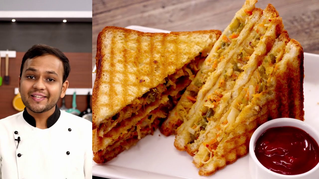 कैफ़े वाली ग्रिल सैंडविच की रेसिपी - mix veg grill sandwich cafe style recipe - cookingshooking