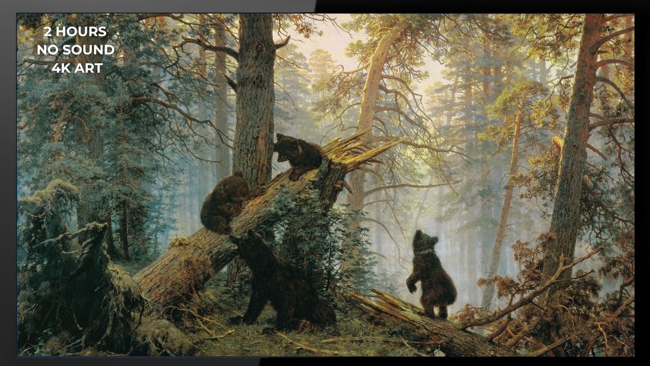 2 Hours Bears in the Forest Painting (No Sound) | 4K Wildlife Art  EcoArtLab • Frame TV & Printable