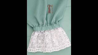 خياطة كُم بدانتيل واستيك - sewing sleeves with lace and rubber #خياطة #فصالات #sewing #viral #shorts