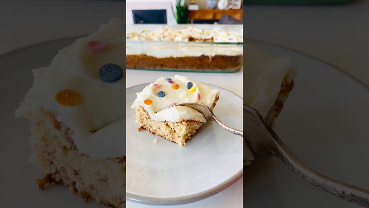Gluten-free Frosted Banana Snack Cake #glutenfreerecipe #shorts #celiacfriendly #bananacake