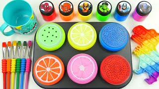 Satisfying Video l How to make Rainbow PopIt DINO AND Magic Pan OF 6 Color Slime Fruit Forms & ASMR