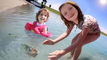 EXPLORiNG PiRATE iSLAND!!  Fish, Snails, and Secret Drains? Breakfast with Spacestation Apps friends