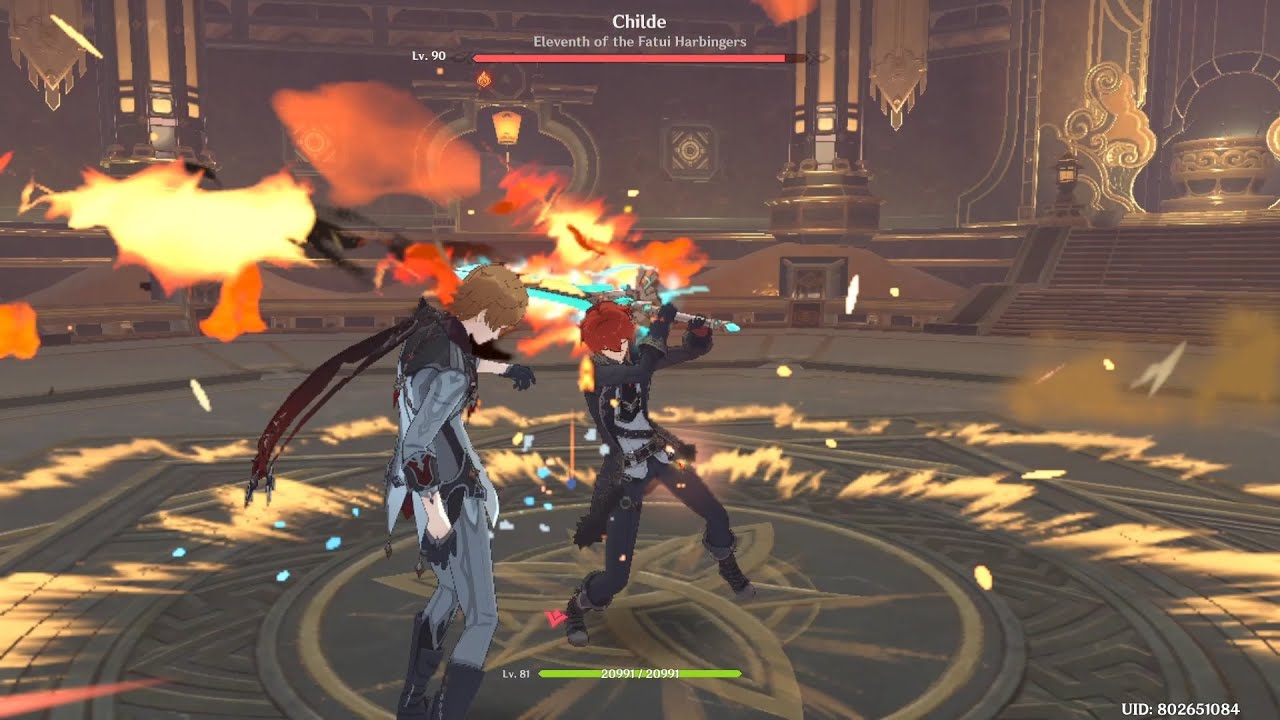 Diluc Solo Childe Boss Fight - Genshin Impact (Difficult Lv.50 World Lv.7)