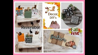 NEUTRAL FARMHOUSE FALL HOME DECOR DIYs on a Budget | NO SKILL REQUIRED | Tier Tray Sign | Wood Round