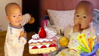 Cute Twin Brothers Momentthe Baby Feeds His Sleeping Twin Brother