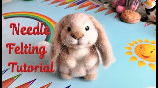 Как свалять из шерсти Кролика Вислоухого #УрокВаляния Fuzzy Lop Bunny #NeedleFeltingTutorial