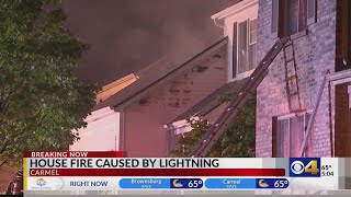 Lightning strike sparks house fire in Carmel