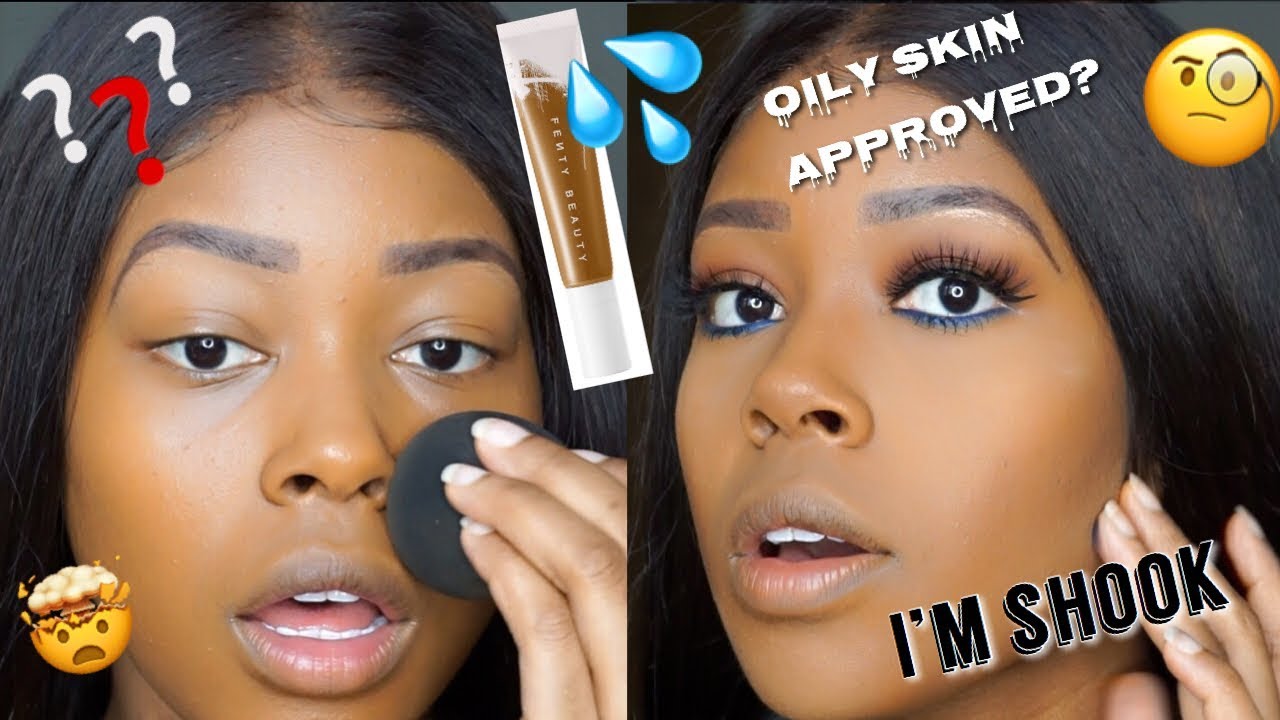 Fenty HYDRATING Foundation OILY SKIN?! Makeup for Brown Skin FENTY
