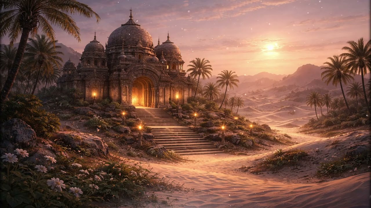 Desert Temple at Dusk 🌅 8 Hours of Mystical Ambient Music | Peaceful Fantasy Soundscape
