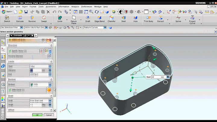NX Tips - Extrude command Offset and Draft options