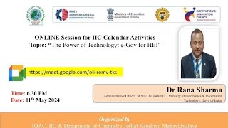 IIC Calendar Activity " The Power of Technology: e-Gov for HEI
