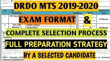DRDO MTS 2019-2020 EXAM FORMAT & SELECTION PROCESS ... PREPARATION STRATEGY BY A SELECTED CANDIDATE