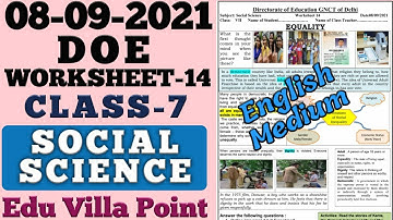 Class 7 Social Science Worksheet 14(08/09/2021) English medium| Class 7 SSt  | Edu Villa Point