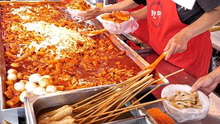 한번에 300인분씩 만드는 분식집? 팔리는 양이 역대급입니다! 줄서서 먹는 초대형 철판 가래떡 떡볶이 랜떡 / korean Tteokbokki / korean street food