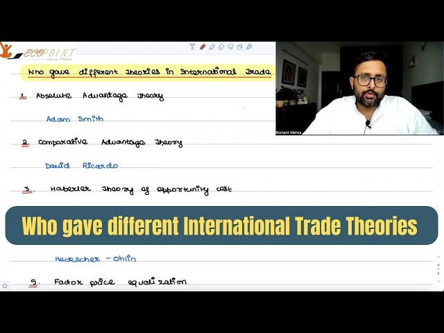 Who gave different theories in International Trade | Names of economists |