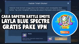 KODE REDEEM BATTLE EMOTE LAYLA BLUE SPECTRE GRATIS PAKE VPN MALAYSIA ! SEBELUM DI FIX MOONTON