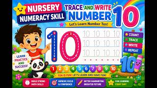 Nursery Numeracy Skill | Trace and Write Number 10 | Learn Number Ten for Kids | Preschool