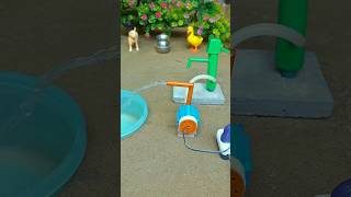 Mini hand pump project water with supply motor drinks horse and duck farm #waterpump #shorts #829