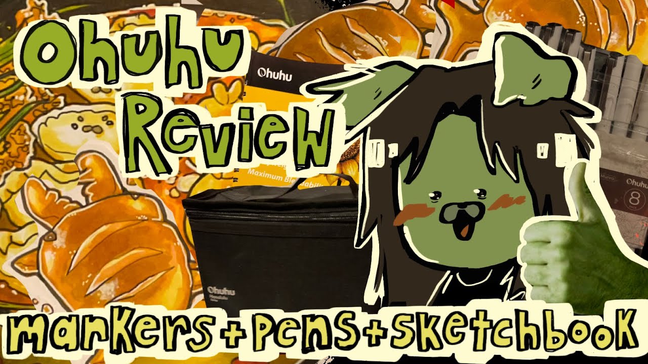 OHUHU REVIEW!!! MARKERS AND PENS AND SKETCHBOOK OH MY ! 