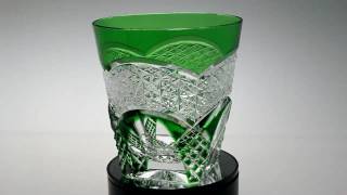 江戸切子 ロックグラス-プレゼント【送料･名入れ・桐箱0円】菊つなぎ紋扇子R004