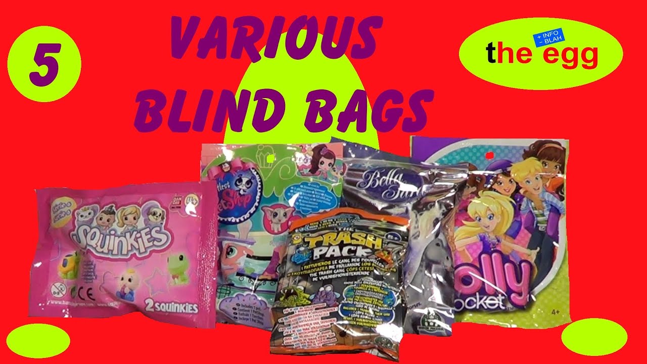 5 Blind Bags, The Trash Pack, Squinkies, Littlest Bella Sara