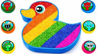 ASMR Slime Video l How To Make Cute Rainbow Duck Bathtub With Glitter Slime & Clay