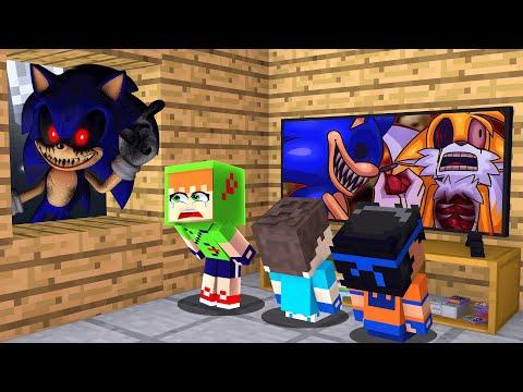 BEBÊS ROBIN HOOD BETO E DAVI ASSISTIRAM O FILME PROIBIDO DO SONIC NO MINECRAFT! (FAMÍLIA ARQUEIRA)