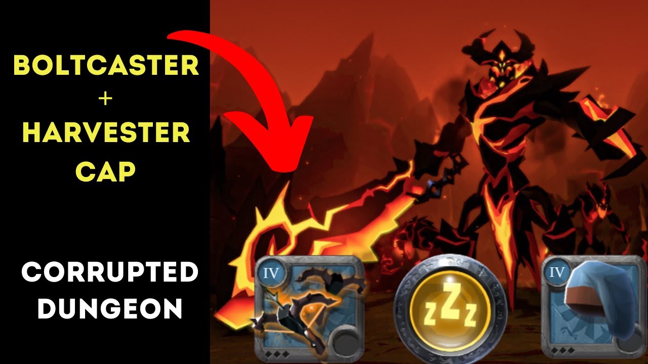 😈 Albion Online -  Corrupted Dungeon Boltcaster + Harvester Cap. 😈