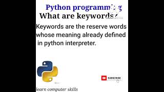 what are keywords in python programming |in urdu hindi by learn computer skills