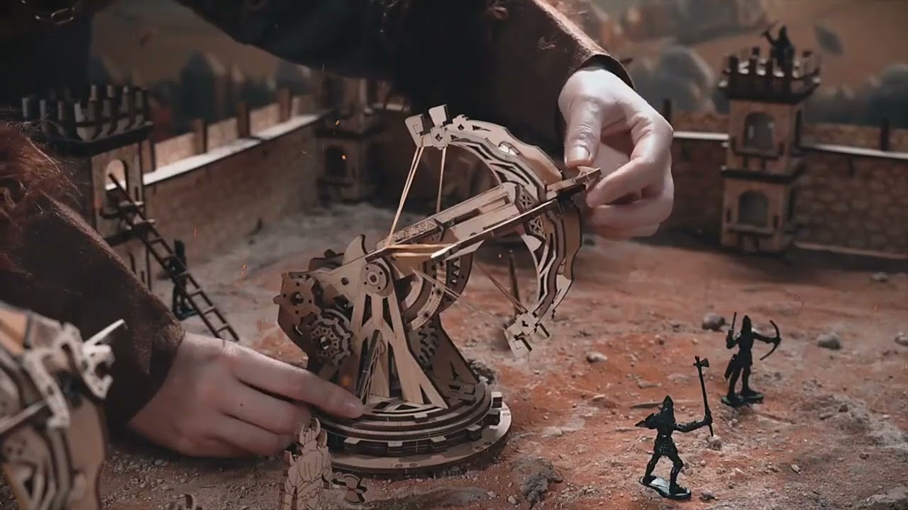 Siege Heavy Ballista 3D Wooden Puzzle - Ivory Mechanical Catapult Model, DIY Educational Toy,