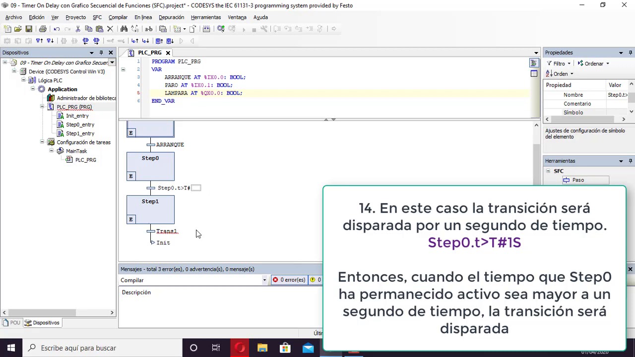 09 - Timer On Delay con Grafico Secuencial de Funciones (SFC)