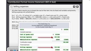 Contribution Format Income Statement (BE5-4 4e)