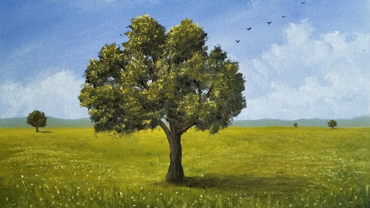 How to PAINT TREES oil painting. - YouTube