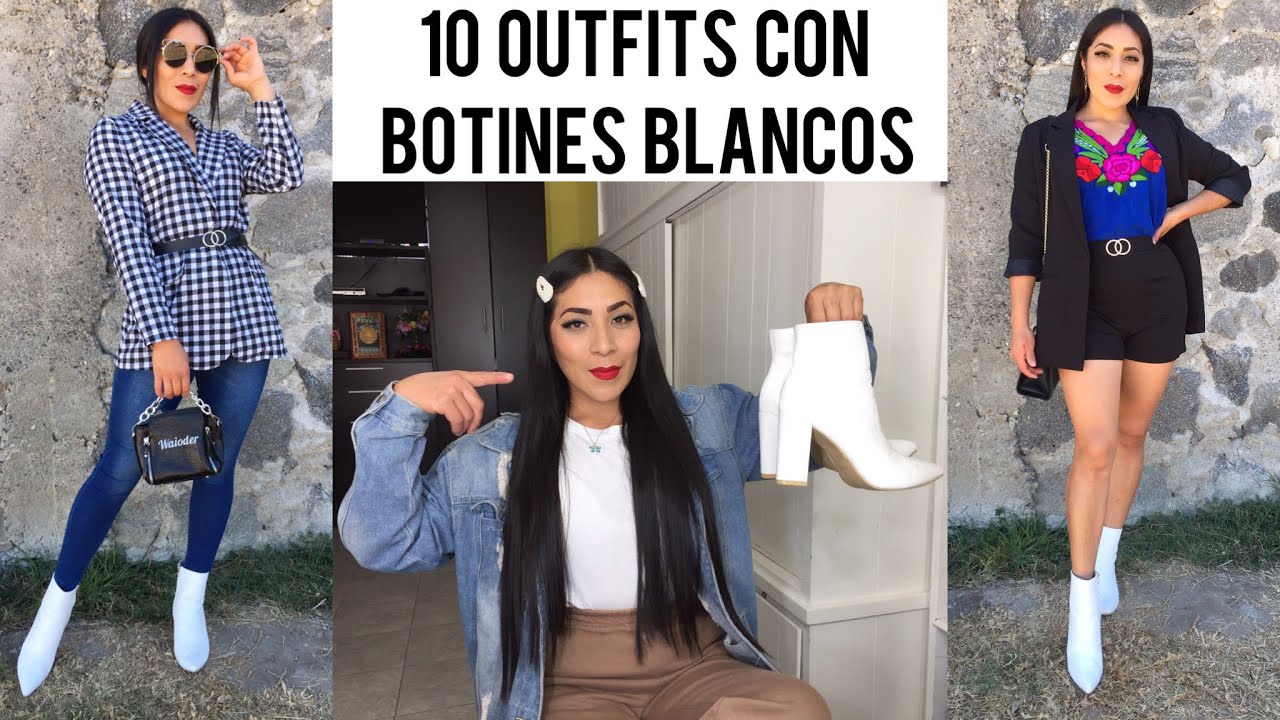 lanza Túnica ballena azul 10 Outfits combinando botines blancos / ideas con ropa de Shein - YouTube