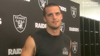 Oakland raiders' quarterback derek carr on jon gruden sitting players
versus the los angeles rams and returning to team facilities. full
story: https://bayar...