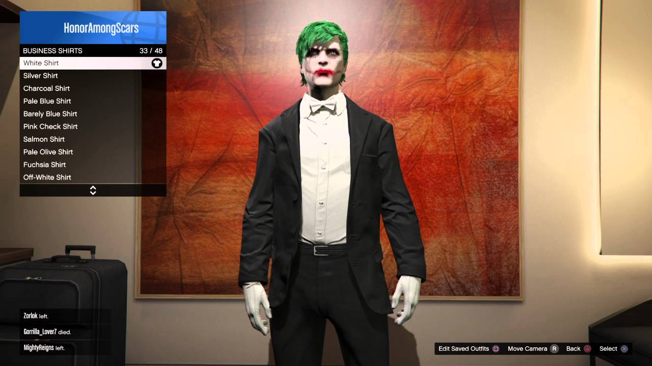 Grand Theft Auto 5 Online Suicide Squad Joker Outfit tutorial YouTube