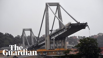 Aftermath of motorway bridge collapse in Genoa