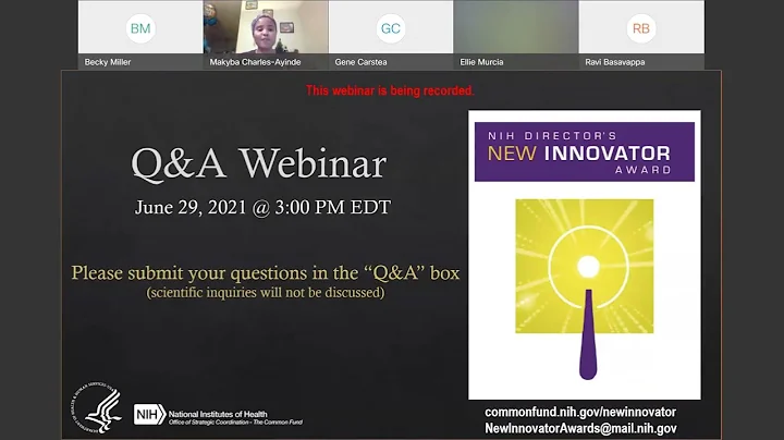 New Innovator Award Q&A Webinar | June 29, 2021