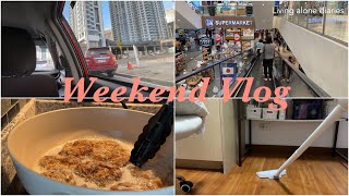 Weekend vlog || living alone series || chores, grocery, cooking, homebody etc..