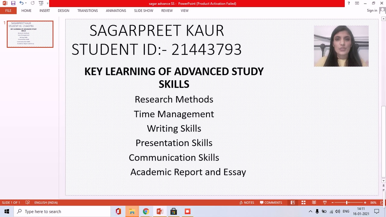 Advanced Study Skills (1 Minute Presentation - YouTube