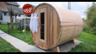 Dundalk Clear Red Cedar Barrel Sauna with Harvia M3 Wood Heater Assembly