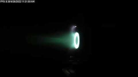 H9 Hall thruster running on external cathode (3D SWIVEL VIEW)