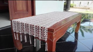 Taplak Meja Rajut Dengan Rumbai Cantik, Mudah Untuk pemula