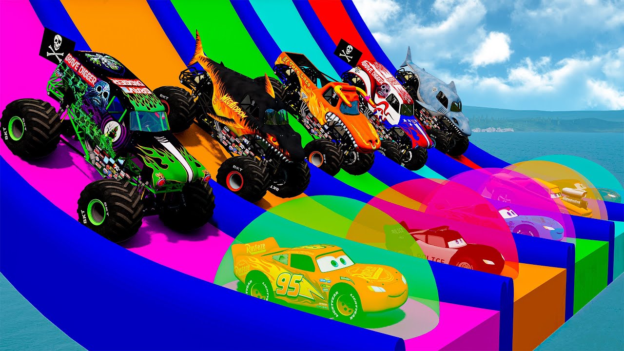 5 МОНСТР-ТРАКОВ против Молнии Маккуина в BeamNG.drive