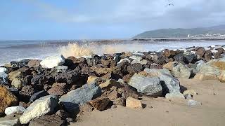 Big Waves Crashing Over Jetty at Marina Park Beach Ventura CA Storm January 10 2023